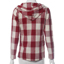 Fashion Shirt Women Long Sleeve Tops Plaid Hooded Sweater Blouse Shirt Pullover Plus Size