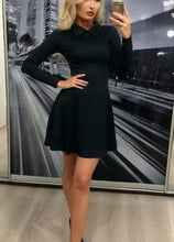 Women A-Line Dress Cute Peter Pan Collar Long Sleeve Dress Sexy Cusual Solid Slim Dress Vestidos Plus Size GV469