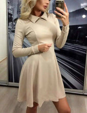 Women A-Line Dress Cute Peter Pan Collar Long Sleeve Dress Sexy Cusual Solid Slim Dress Vestidos Plus Size GV469