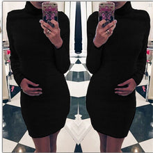 Women Mini Tricot Dress Turtleneck Grey Black Bodycon Office Dresses Casual Knitted Slim Vestidos Q0047