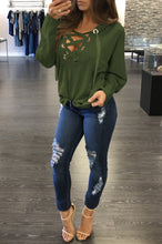 Casual Bandage Hoodies Long Sleeve Lace Up Pullovers Top Women Deep V-neck Hooded Sweatershirt LX112
