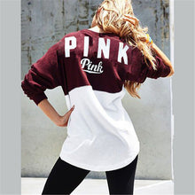 Casual Women Hoody Letter Print Pink Patchwork Hoodie Sweatshirt Hoodies Women's Tracksuit GV387