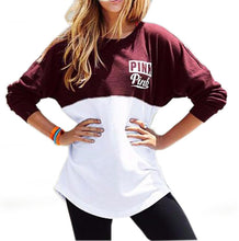 Casual Women Hoody Letter Print Pink Patchwork Hoodie Sweatshirt Hoodies Women's Tracksuit GV387