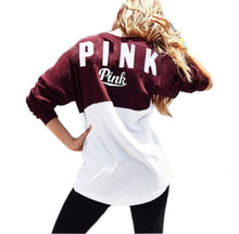 Casual Women Hoody Letter Print Pink Patchwork Hoodie Sweatshirt Hoodies Women's Tracksuit GV387