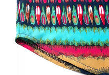 Contrast Colorful Wave Geometric Print Lapel Long sleeve Shirt Retro Women's Print Casual Loose Shirt Blouse Tops