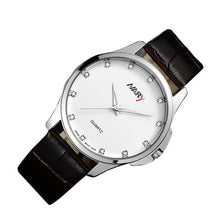 Fashion Dress LRhinestone Men Business Sport Leather Waterproof Quartz Wrist Watch
