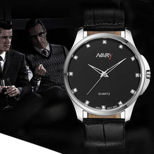 Fashion Dress LRhinestone Men Business Sport Leather Waterproof Quartz Wrist Watch