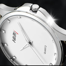 Fashion Dress LRhinestone Men Business Sport Leather Waterproof Quartz Wrist Watch