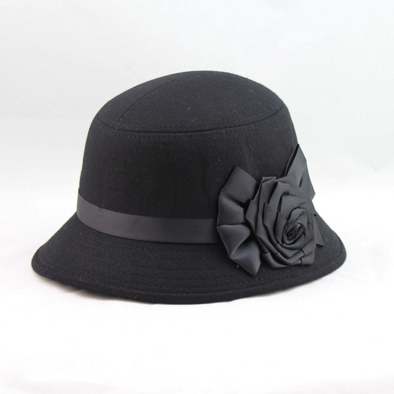 elegant-women-ladies-fedora-cloche-flower-rose-bucket-hat-headwear-gray BBL