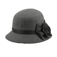 elegant-women-ladies-fedora-cloche-flower-rose-bucket-hat-headwear-gray BBL