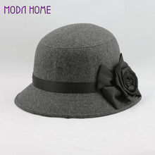 elegant-women-ladies-fedora-cloche-flower-rose-bucket-hat-headwear-gray BBL