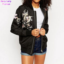Embroidery Oriental Flower & Phoenix Bird Pattern Short Jacket Women's Bomber Jacket Coat Pilots Outerwear Tops
