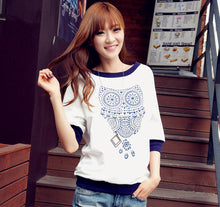 europe-america-women-t-shirt-owl-printcolor-block-batwing-half-sleeves-tops-blusas-femininas-casual-shirts-white BBL