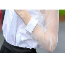 Floral Embroidery White Blouse Shirt Organza Patchwork Shirts Femeninas Women Clothing Tops Long Sleeve