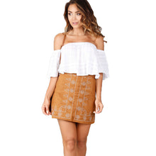Geometric Embroidery Pencil Skirt Vintage Suede High Waist Skirts Womens Faldas Sexy Wrap Bodycon Skirt Mini Saias