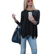 Irregular Hem Loose T shirt Women Casual O Neck Women Top Tees Plus Size T shirts For Women Gray Black