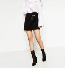 Irregular Metal Hole Bow Skirt Woman black color back zipper bandage mini short Skirts Femme