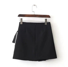 Irregular Metal Hole Bow Skirt Woman black color back zipper bandage mini short Skirts Femme