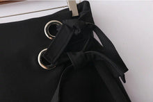 Irregular Metal Hole Bow Skirt Woman black color back zipper bandage mini short Skirts Femme