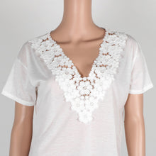 Lace Crochet T Shirt Women Short Sleeve V neck Tops T shirt Plus Size Loose Knit T shirts For Women