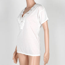 Lace Crochet T Shirt Women Short Sleeve V neck Tops T shirt Plus Size Loose Knit T shirts For Women