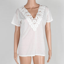 Lace Crochet T Shirt Women Short Sleeve V neck Tops T shirt Plus Size Loose Knit T shirts For Women