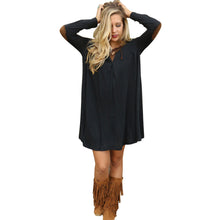 Loose Plus Size Casual Dress Mini V-Neck Long Sleeve Dresses Patchwork Sleeve Oversize Women Clothing