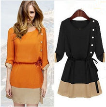 Casual Women Chiffon Dresses Elegant Lady Three Quarter Loose Dress Plus Size Women Clothing