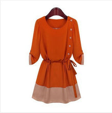 Casual Women Chiffon Dresses Elegant Lady Three Quarter Loose Dress Plus Size Women Clothing