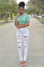 Ripped Jeans High Waist Skinny Jeans Stretchy Destroyed Women Pants Trousers Sexy Hole Jeans Woman White Pencil Jean