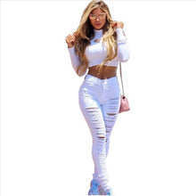 Ripped Jeans High Waist Skinny Jeans Stretchy Destroyed Women Pants Trousers Sexy Hole Jeans Woman White Pencil Jean