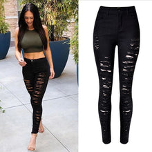 Ripped Jeans High Waist Skinny Jeans Stretchy Destroyed Women Pants Trousers Sexy Hole Jeans Woman White Pencil Jean