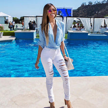 Ripped Jeans High Waist Skinny Jeans Stretchy Destroyed Women Pants Trousers Sexy Hole Jeans Woman White Pencil Jean