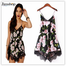 Fashion Rorompers Womens Jumpsuit Floral Lace Chiffon Print Bodycon Bodysuits,Party Playsuit Off Shoulder Romper