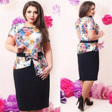 Patchwork Elegant Women Dresses Big Sizes 6XL Women Clothing Floral Print Casual O-neck Vestidos M0118