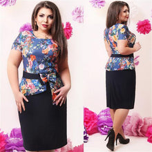 Patchwork Elegant Women Dresses Big Sizes 6XL Women Clothing Floral Print Casual O-neck Vestidos M0118