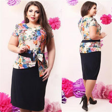 Patchwork Elegant Women Dresses Big Sizes 6XL Women Clothing Floral Print Casual O-neck Vestidos M0118