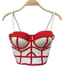 Stripe Patchwork Bustier Crop Top Women's Sexy Crop Top Bandage Push Up Corset Outwear Bra Women