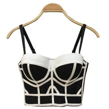 Stripe Patchwork Bustier Crop Top Women's Sexy Crop Top Bandage Push Up Corset Outwear Bra Women
