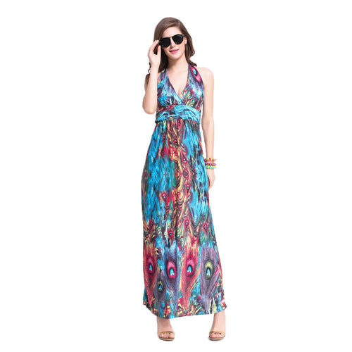 dress-women-maxi-dress-sexy-vestidos-beach-dress-deep-v-neck-halter-neck-feather-print-beach-sundress-blue BBL
