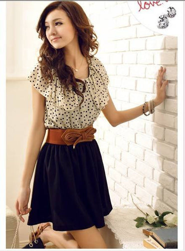 korean-women-lady-chiffon-dress-short-sleeve-polka-dots-waist-casual-dresses-super-worthy BBL