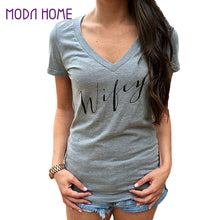 women-t-shirt-letter-print-v-neck-short-sleeves-cotton-casual-top-plus-size-loose-t-shirt-women-camisetas-mujer BBL