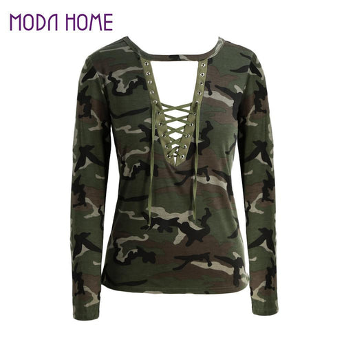 fashion-women-camouflage-long-sleeve-t-shirt-lace-up-neck-cross-printed-sexy-slim-t-shirt-tops-army-green-camisas-femininas BBL