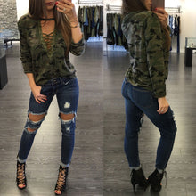 fashion-women-camouflage-long-sleeve-t-shirt-lace-up-neck-cross-printed-sexy-slim-t-shirt-tops-army-green-camisas-femininas BBL