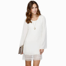women-chiffon-shift-dress-crochet-lace-hem-long-sleeve-mini-dress-black-white-vestidos-femininos-sale BBL