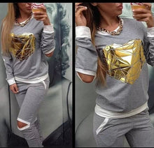 Women Clothing Tracksuit Hoodies Set Golden Heart Sport Suit Sport Costumes Women Set Sweatshirt+Pants J3170