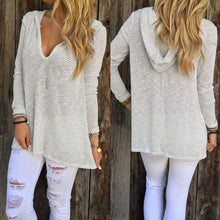 Women Hooded Solid T Shirt Casual Long Sleeve Womens Long Sleeve Loose Tops knitted T-Shirts M0183