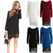 fashion-women-knit-lace-splicing-dress-long-sleeve-o-neck-fall-dress-elegant-party-evening-sheath-bodycon-knitted-pencil-dress BBL