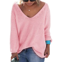 fashion-women-loose-knitted-sweater-jumper-solidcolor-sexy-v-neck-long-sleeve-casual-pull-femme-knitwear BBL