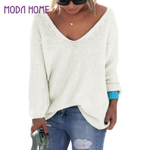 fashion-women-loose-knitted-sweater-jumper-solidcolor-sexy-v-neck-long-sleeve-casual-pull-femme-knitwear BBL